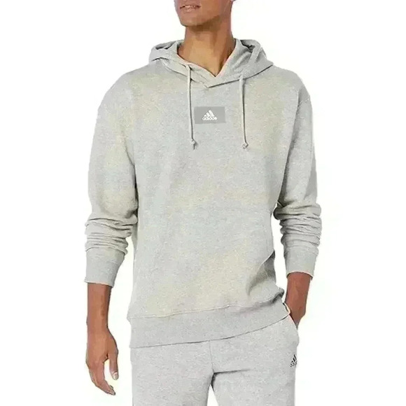 Adidas Men's Essentials Feelvivid Heather Gray Classic Pullover Hoodie - Size L - Picture 1 of 7